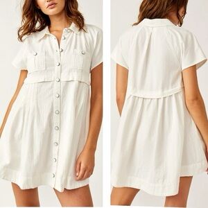 Free People Ronnie Cotton Poplin Mini Shirtdress